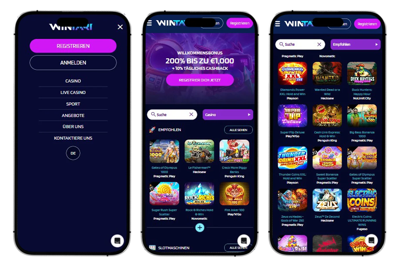 Wintari Casino Mobile Version